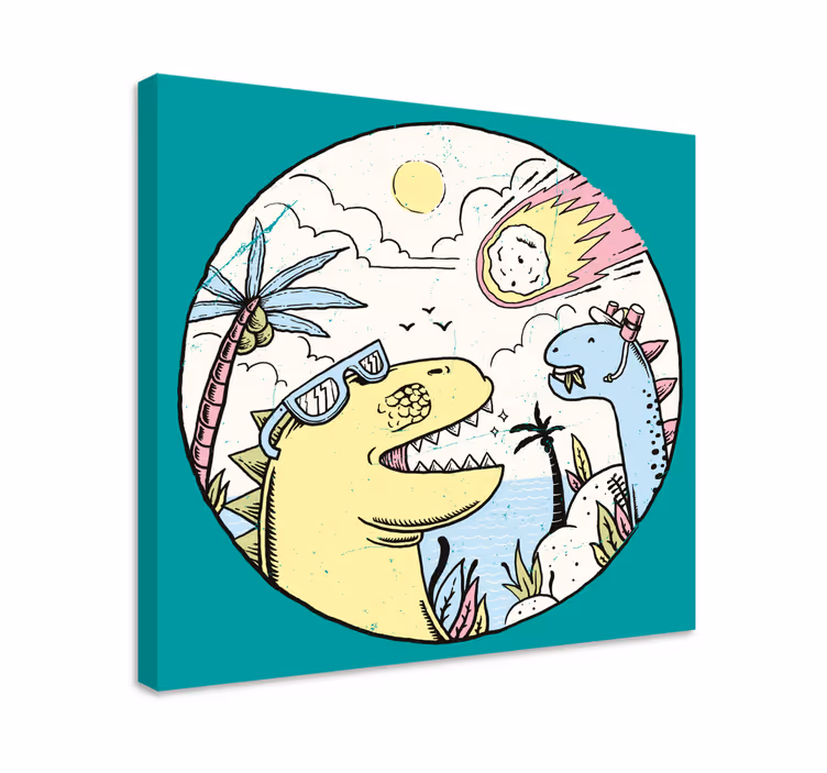 Dinosaurer, der falder meteorit lærredstryk - TenStickers