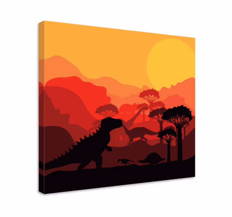 Dinosaurier jura landskab lærred udskrifter - TenStickers