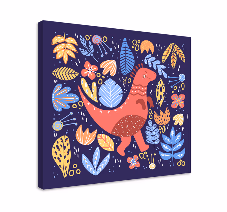 Tegneserie barnlige dinosaurer lærredstryk - TenStickers