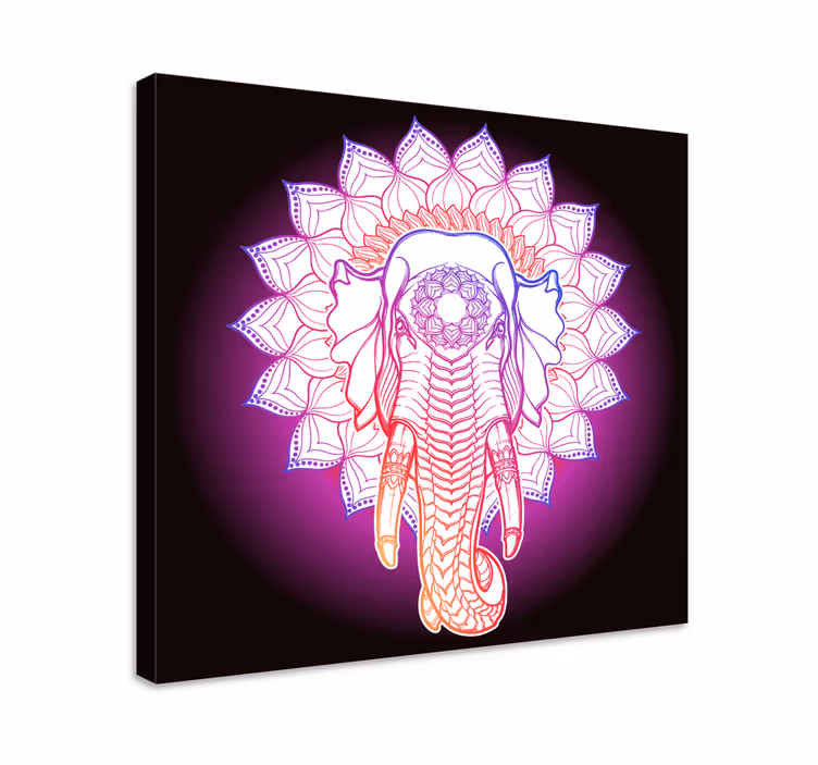 Flerfarvede mandala elefanter lærred - TenStickers