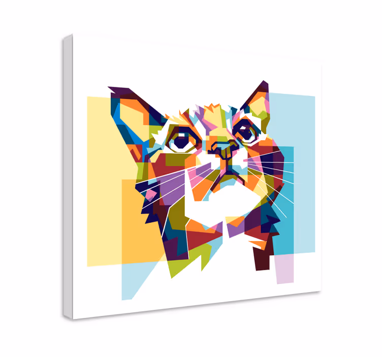 Geometrisk kat lærredstryk - TenStickers