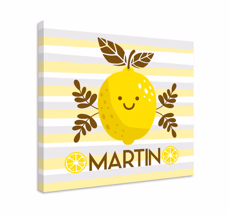 Frugt lærredsbillede smilende citron emblem - TenStickers