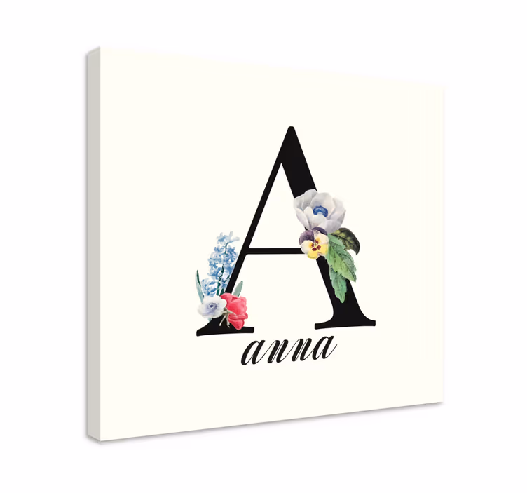 Alfabet lærredsbillede med blomster a - TenStickers