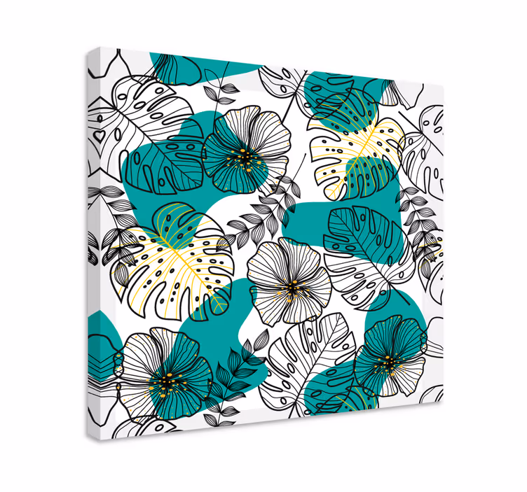 Blomster og planter lærredsbillede med blomsterbladmønster - TenStickers