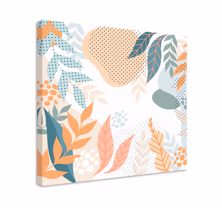 Blomster og planter lærredsbillede med bladmønstre - TenStickers