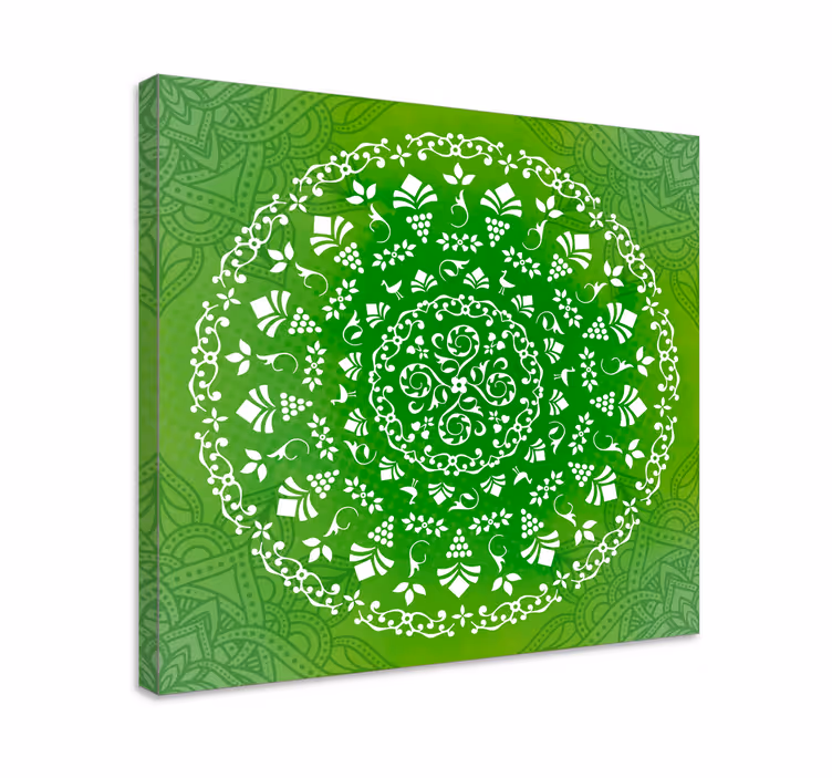 Grøn ornamental rund mandala lærred væg kunst - TenStickers