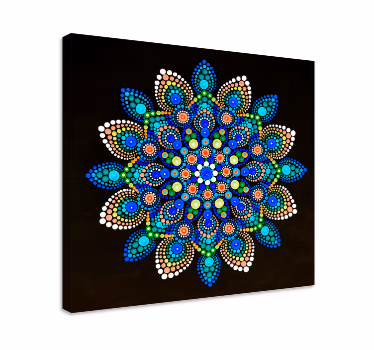 Mandala farverige prikker mandala lærred væg kunst - TenStickers