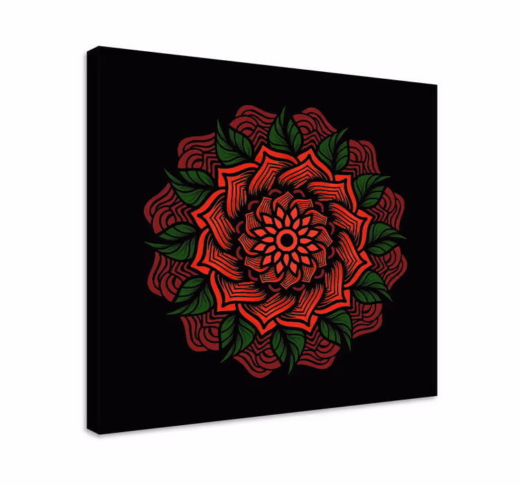 Blomster og planter lærredsbillede mandala design - TenStickers