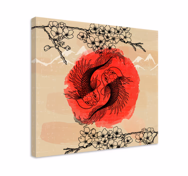 Ying yang fisk lærred - TenStickers