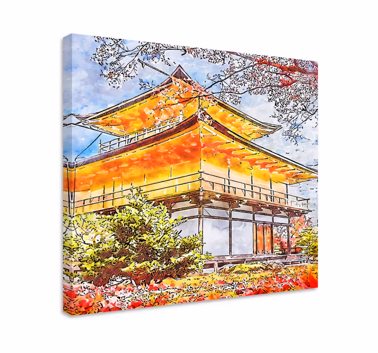 Japanske blomstrende træer by lærredstryk - TenStickers