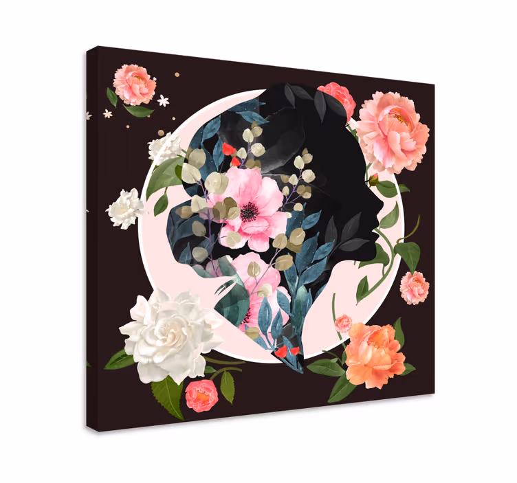 Blomster og planter lærredsbillede silhuetprofil - TenStickers