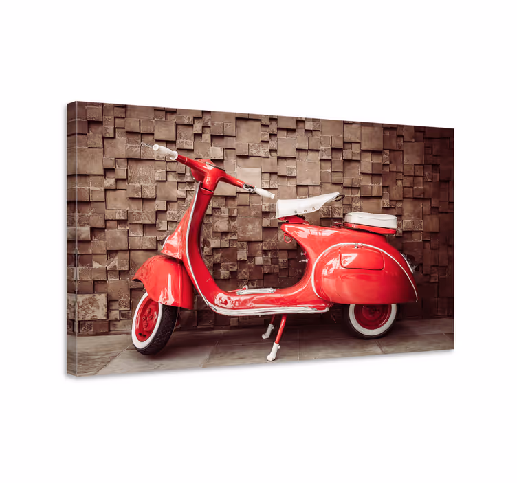 Rød motorcykel retro lærredskunst - TenStickers