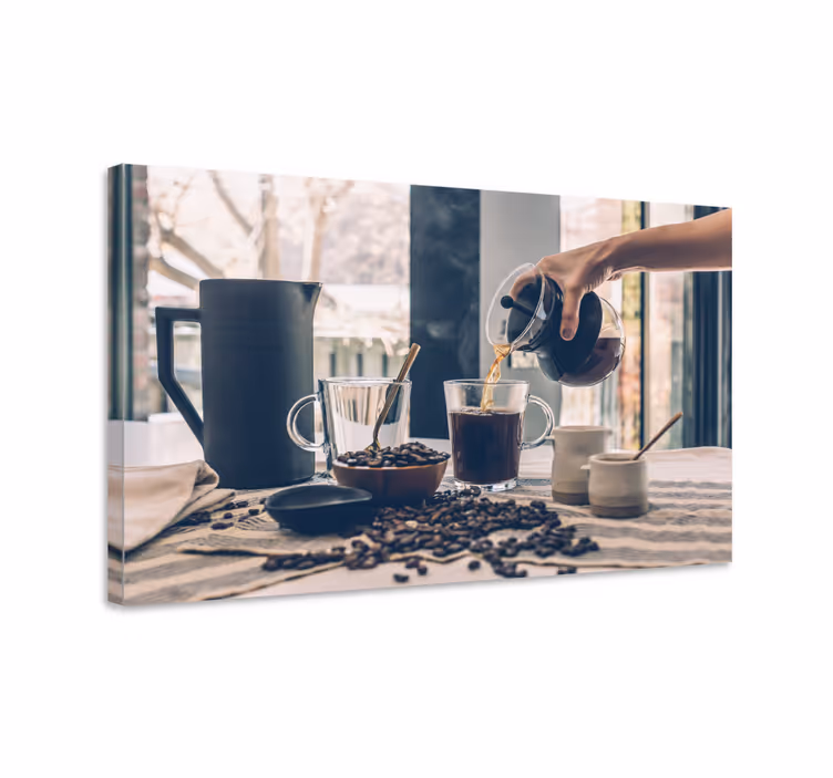 Triptykon kaffebar lærredstryk - TenStickers
