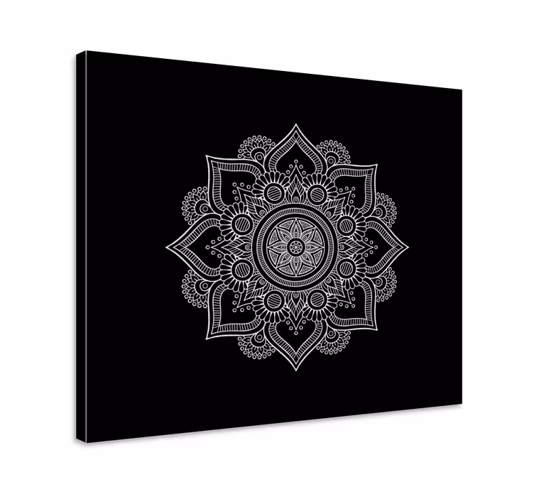 Sort og hvid mandala lærred væg kunst - TenStickers