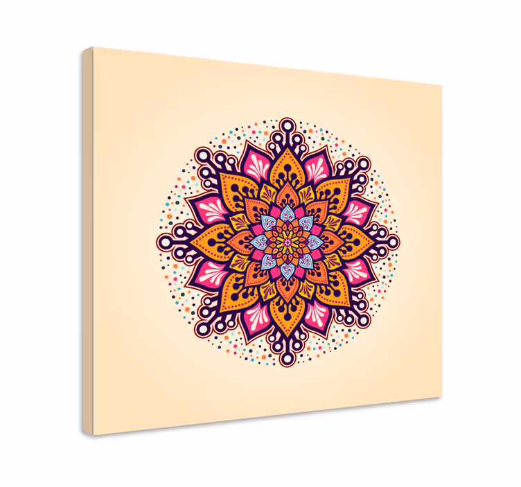 Regnbue beige mandala lærred væg kunst - TenStickers