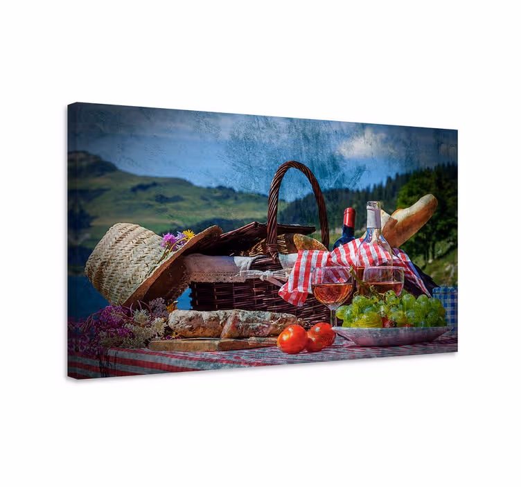 Landskab lærred picnic kurv scene - TenStickers