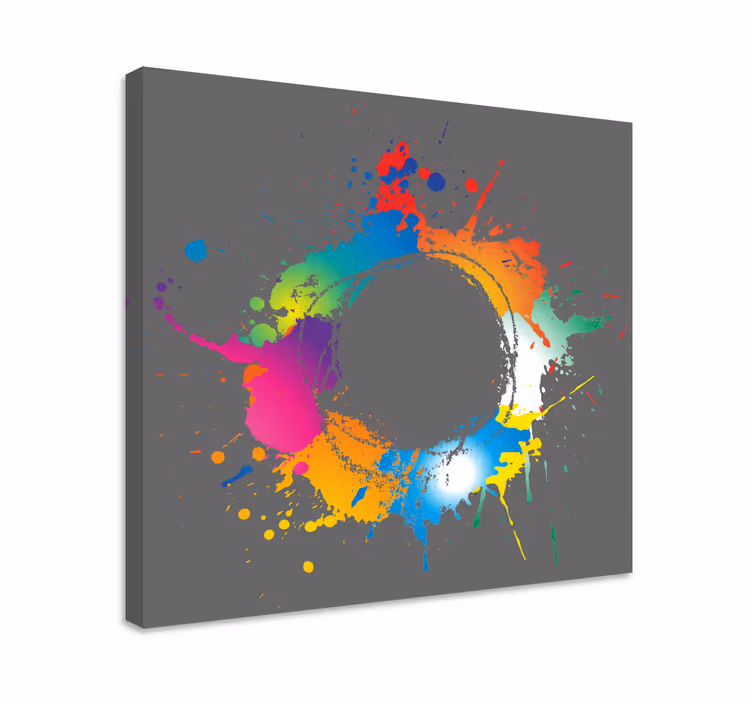 Abstrakt lærredsbillede farverig splash cirkel - TenStickers