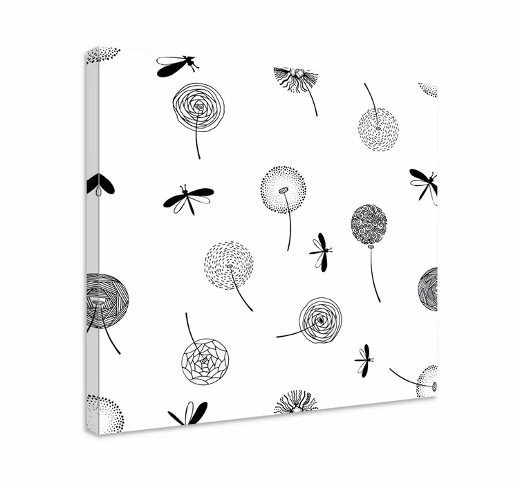 Blomster og planter lærredsbillede med guldsmede - TenStickers