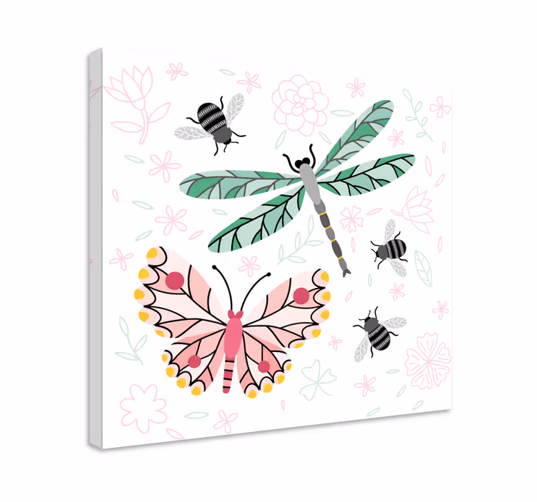 Sommerfugl lærredsbillede insekter og blomster - TenStickers
