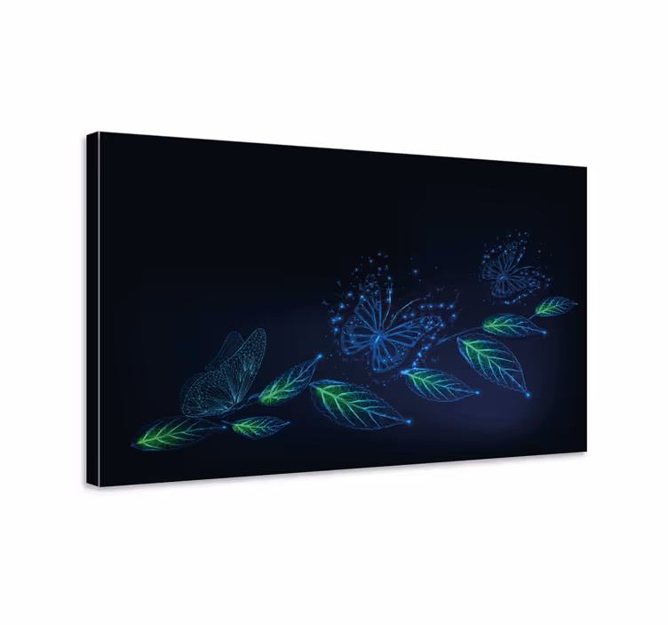Neon blomster og sommerfugl lærred væg kunst - TenStickers