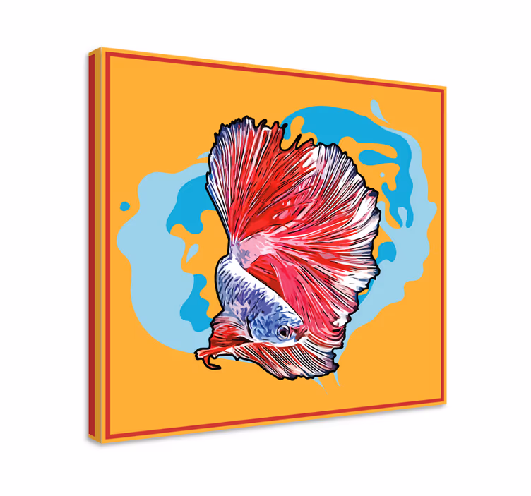 Fisk lærredsbillede af farverig betta fisk - TenStickers