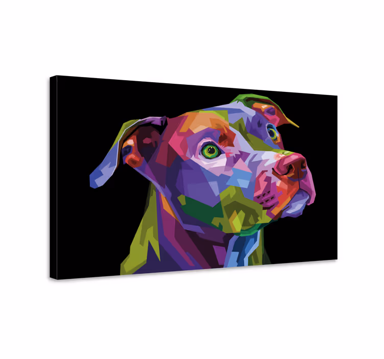 Flerfarvet moderne pitbull hund lærredstryk - TenStickers
