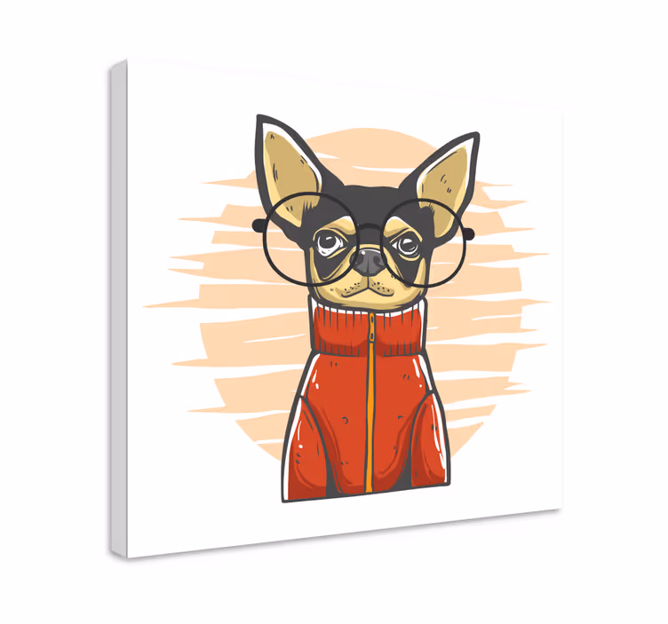 Chiahuahua med briller hund lærredstryk - TenStickers