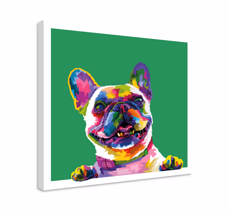 Fransk bulldog regnbuehund lærredstryk - TenStickers