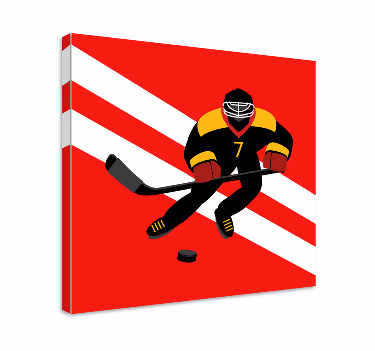 Rød og gul ishockey mennesker lærredstryk - TenStickers