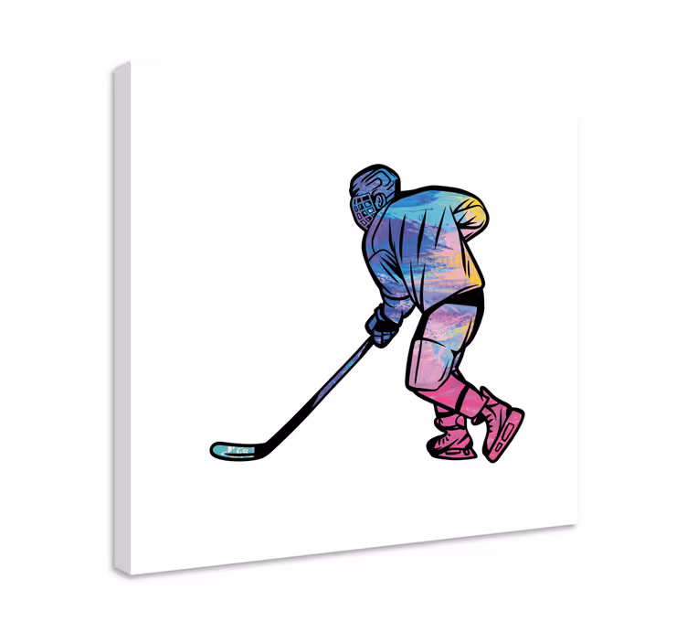 Regnbue ishockey mennesker lærredstryk - TenStickers