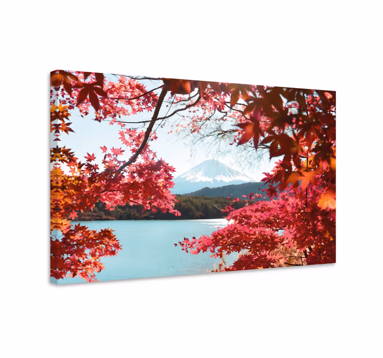 Blomster og planter lærredsbillede mount fuji indrammet - TenStickers