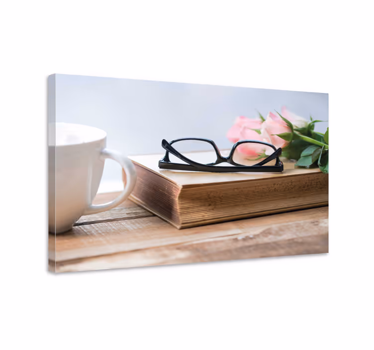 Blomster og planter lærredsbillede kaffe og roser - TenStickers