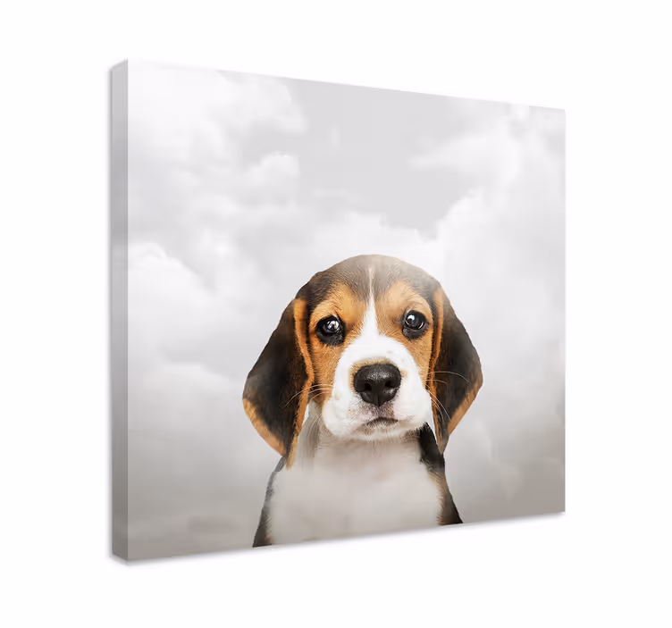 Trist hund med skyer lærredstryk - TenStickers