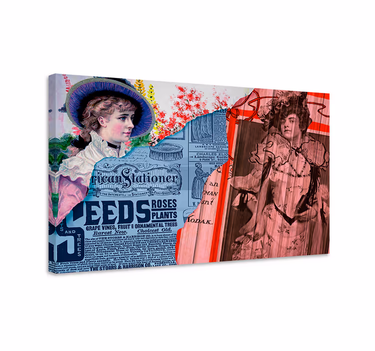 Elegant lærredsbillede med vintage modeportrætter - TenStickers