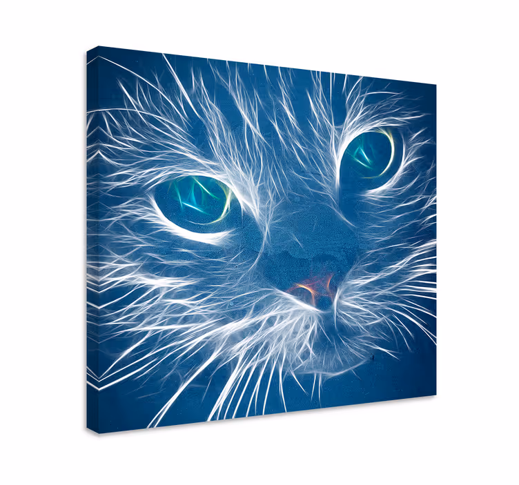 Blå abstrakt kat lærredstryk - TenStickers