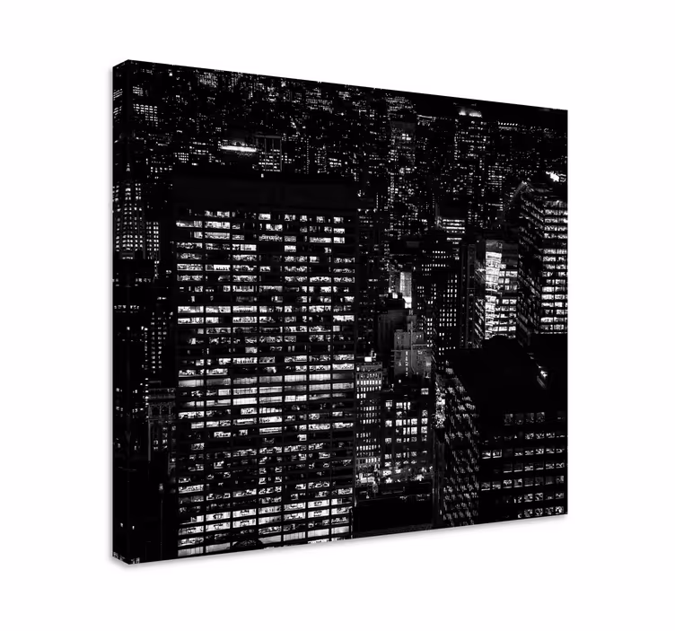 By lærredsbillede city skyline nat - TenStickers