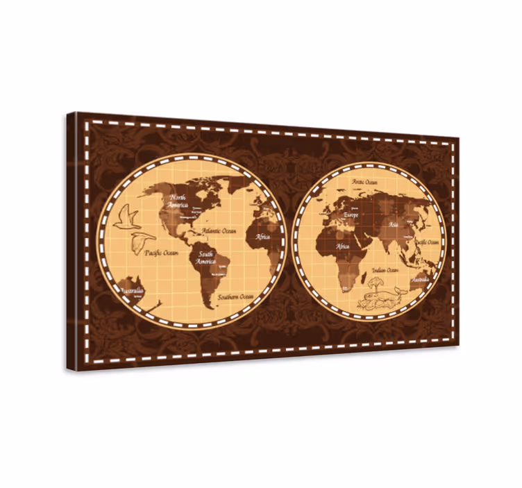 Verdenskort på lærred retro global atlas - TenStickers