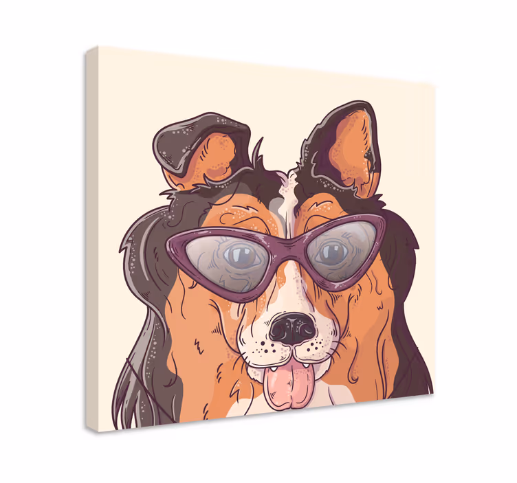 Hund i briller hund lærredstryk - TenStickers