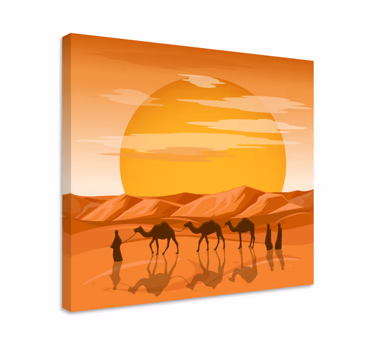 Landskab lærred Ørken solnedgang rejse - TenStickers