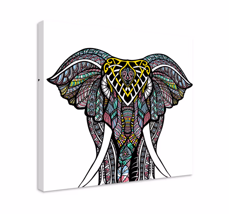 Multifarvet etnisk elefant lærred - TenStickers
