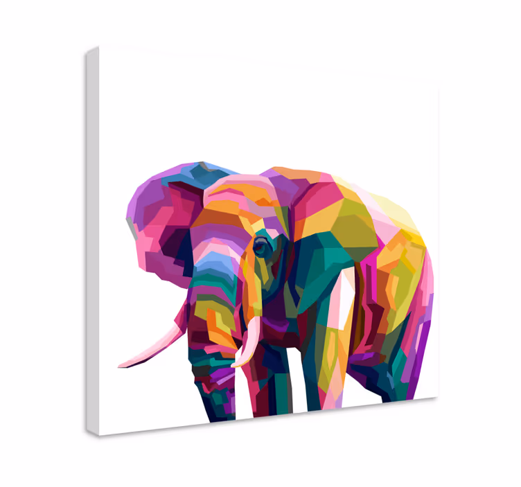 Flerfarvet realistisk elefant lærred - TenStickers