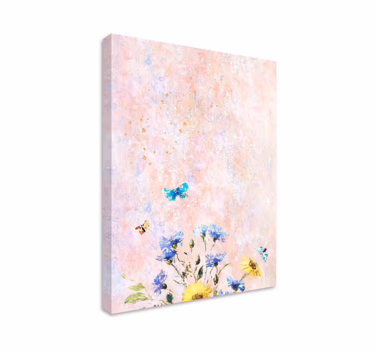Delikat blomsterscene lærredsbillede - TenStickers