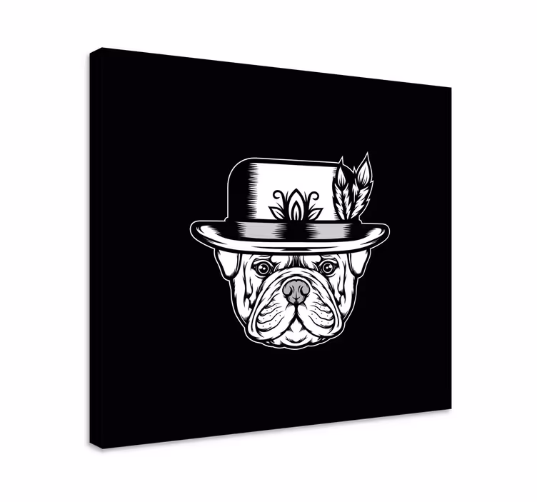Bulldog på sort baggrund hunde lærredstryk - TenStickers