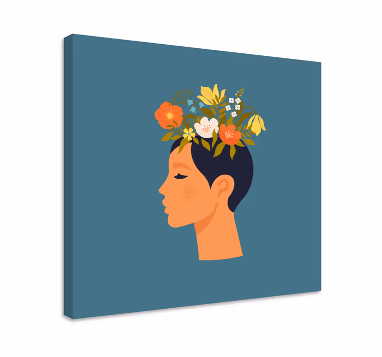Blomster og planter lærredsbillede blomstersilhuet - TenStickers