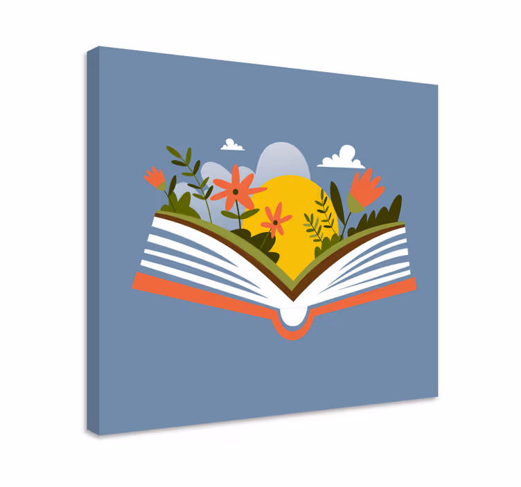 Blomster og planter lærredsbillede Åben bog flora - TenStickers