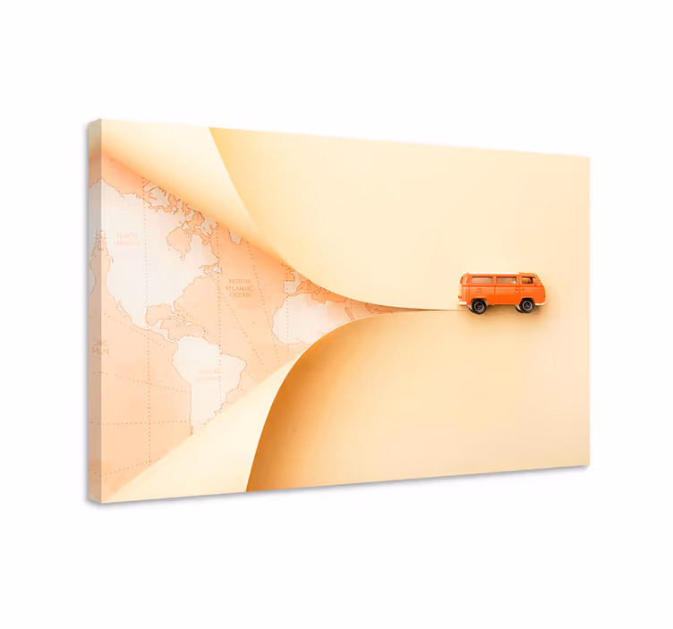 Traveling orange van by lærredsbillede - TenStickers
