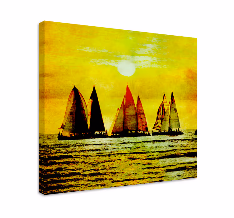 Solnedgangssejladsscene marine lærredsbillede - TenStickers