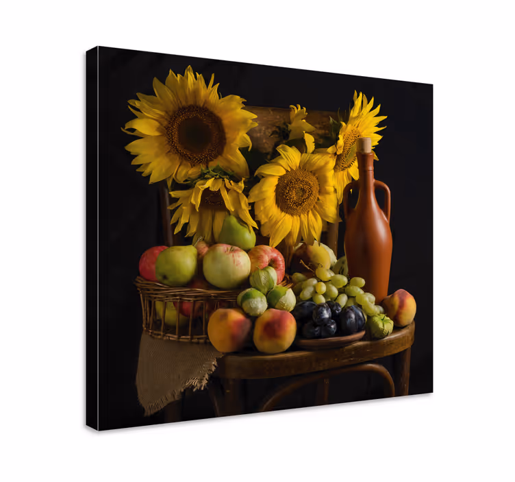 Blomster og planter lærredsbillede solsikker og frugter - TenStickers