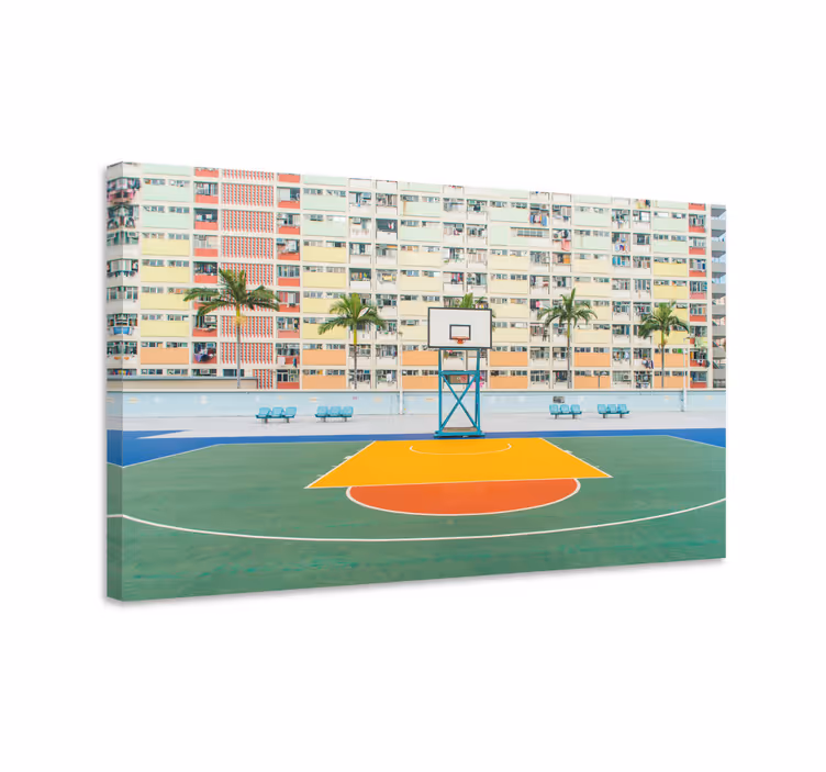 Livlig basketballbane sport lærredsbillede - TenStickers