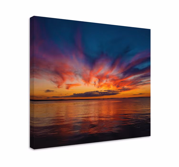 Landskab lærred majestatiske solnedgang refleksioner - TenStickers